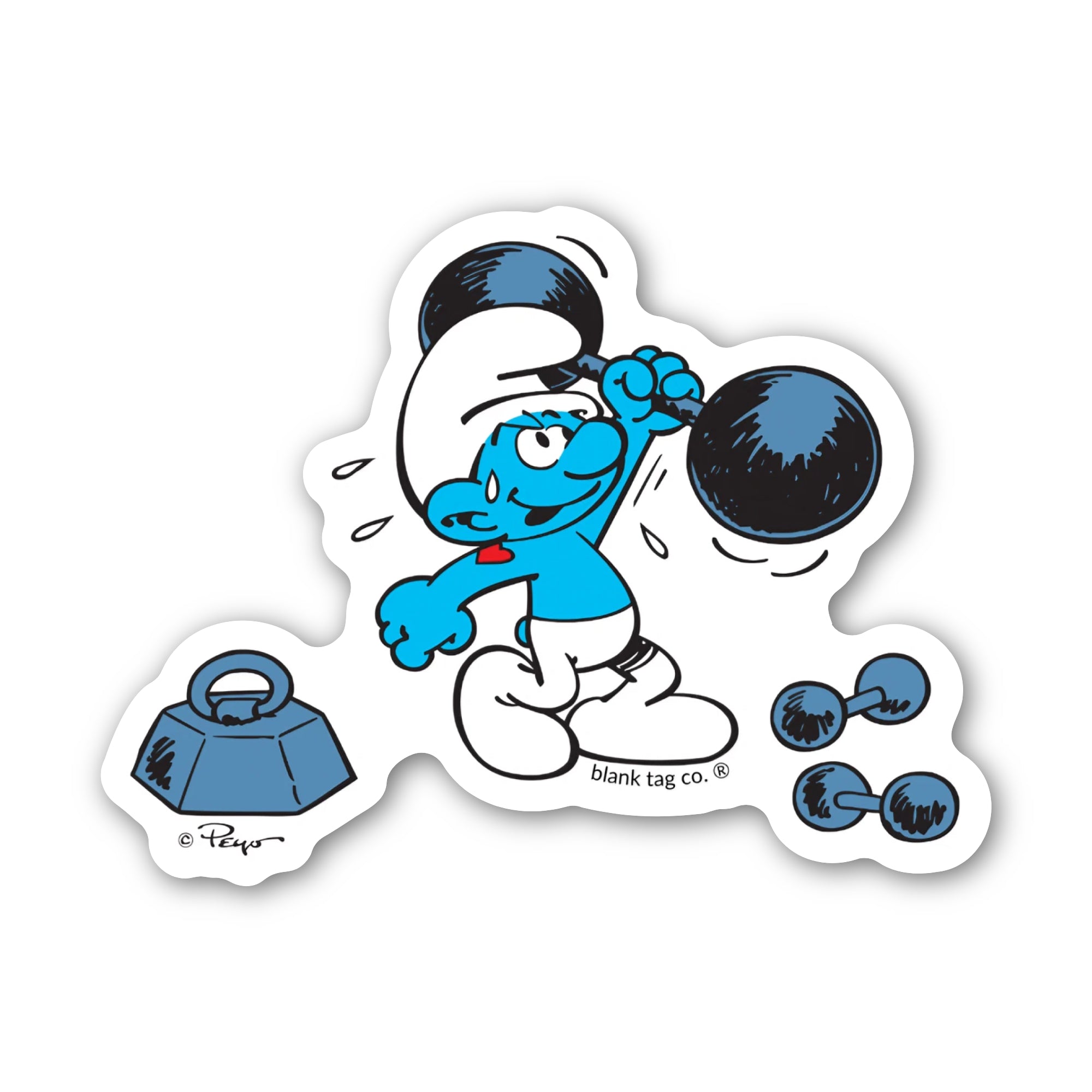 Smurfs® Waterproof Sticker - Weight Lifting Smurf
