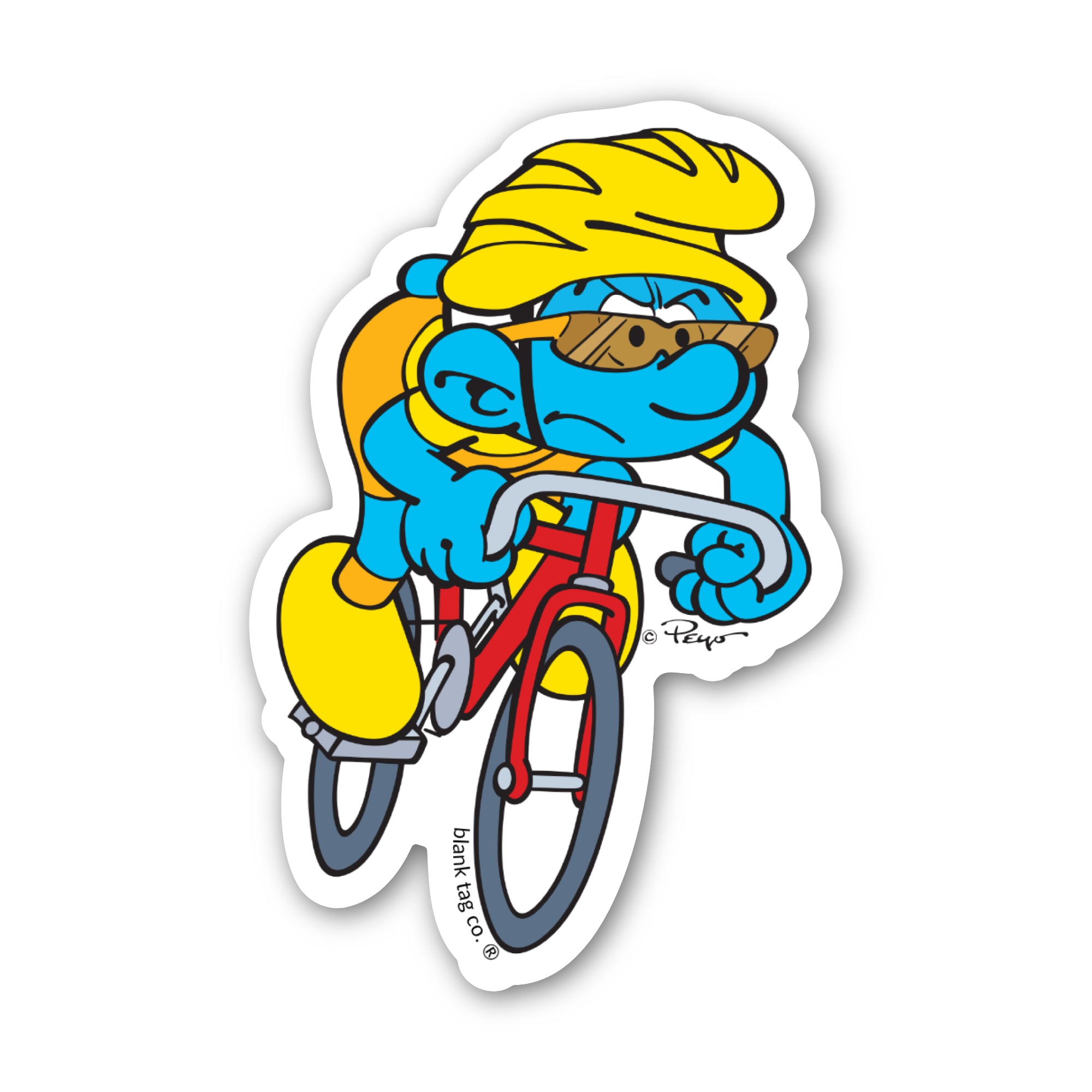 Smurfs® Waterproof Sticker - Smurf Cycling To Win