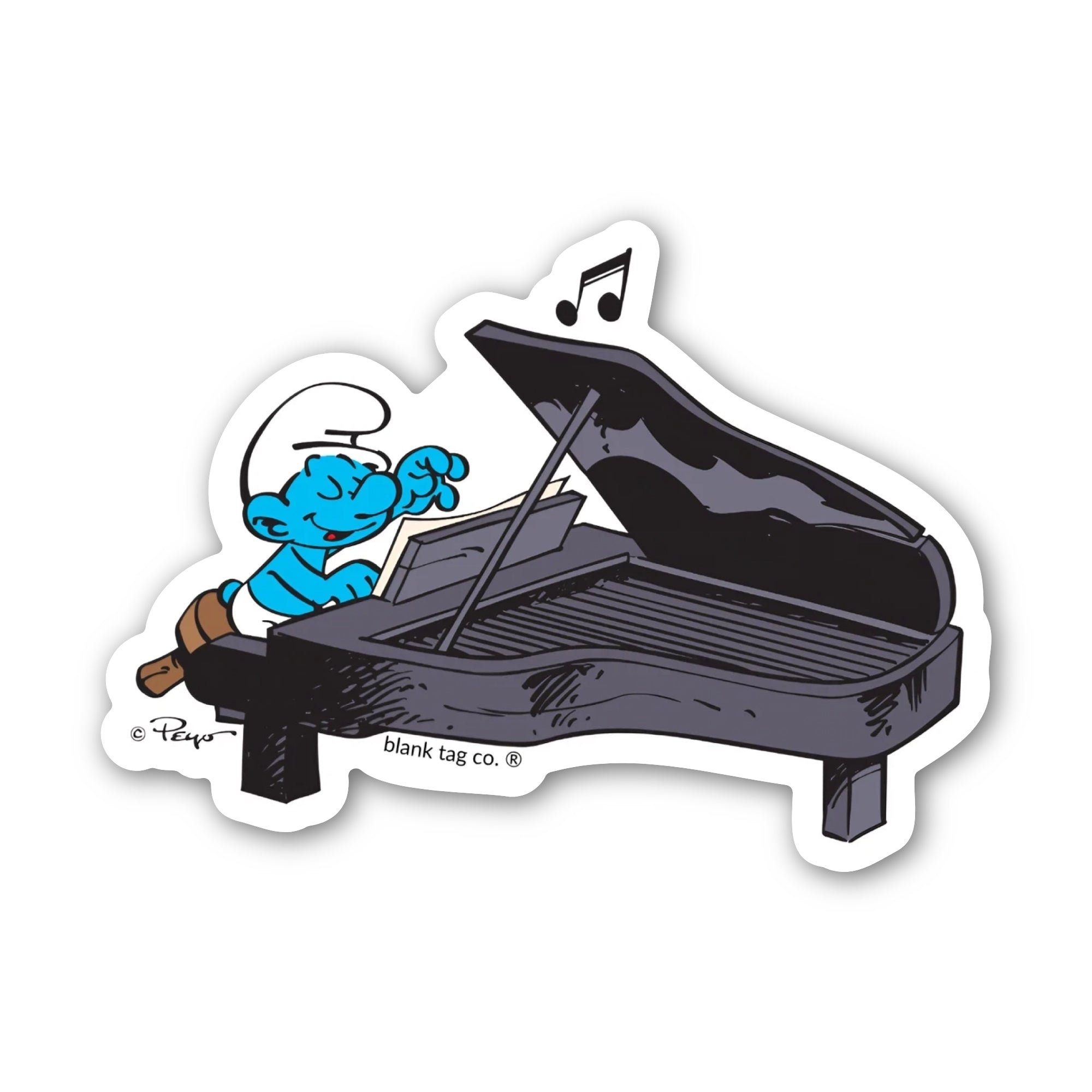 Smurfs® Waterproof Sticker - Smurf Playing A Piano