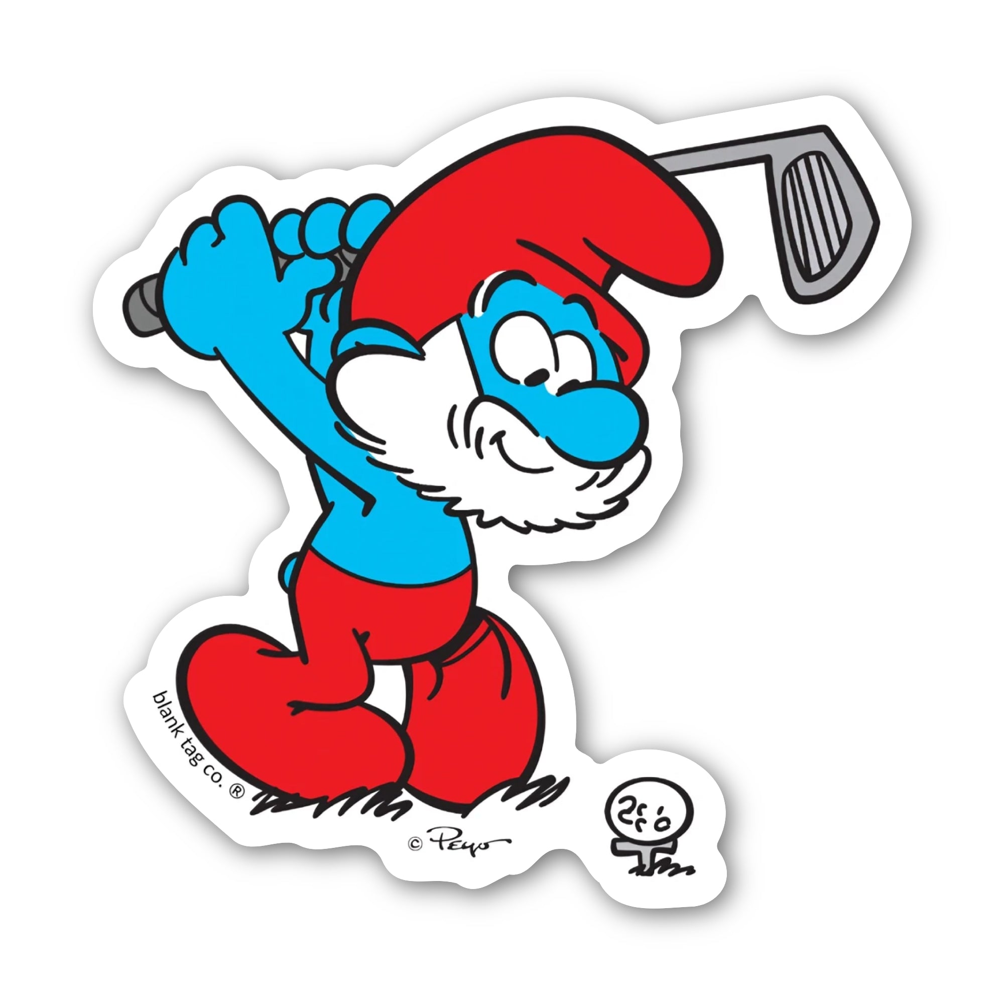 Smurfs® Waterproof Sticker - Golfing Papa Smurf