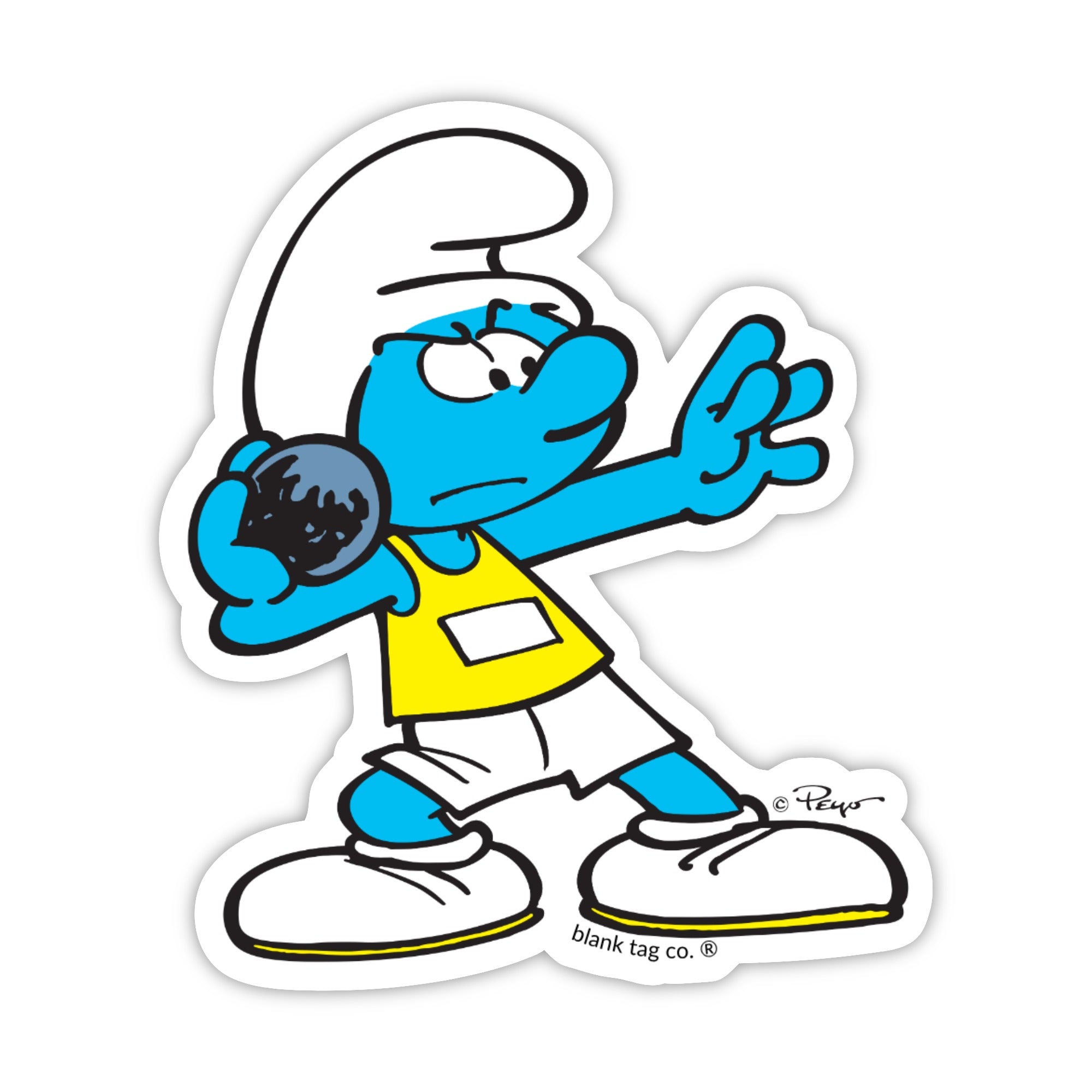 Smurfs® Waterproof Sticker - Shot Putting Smurf