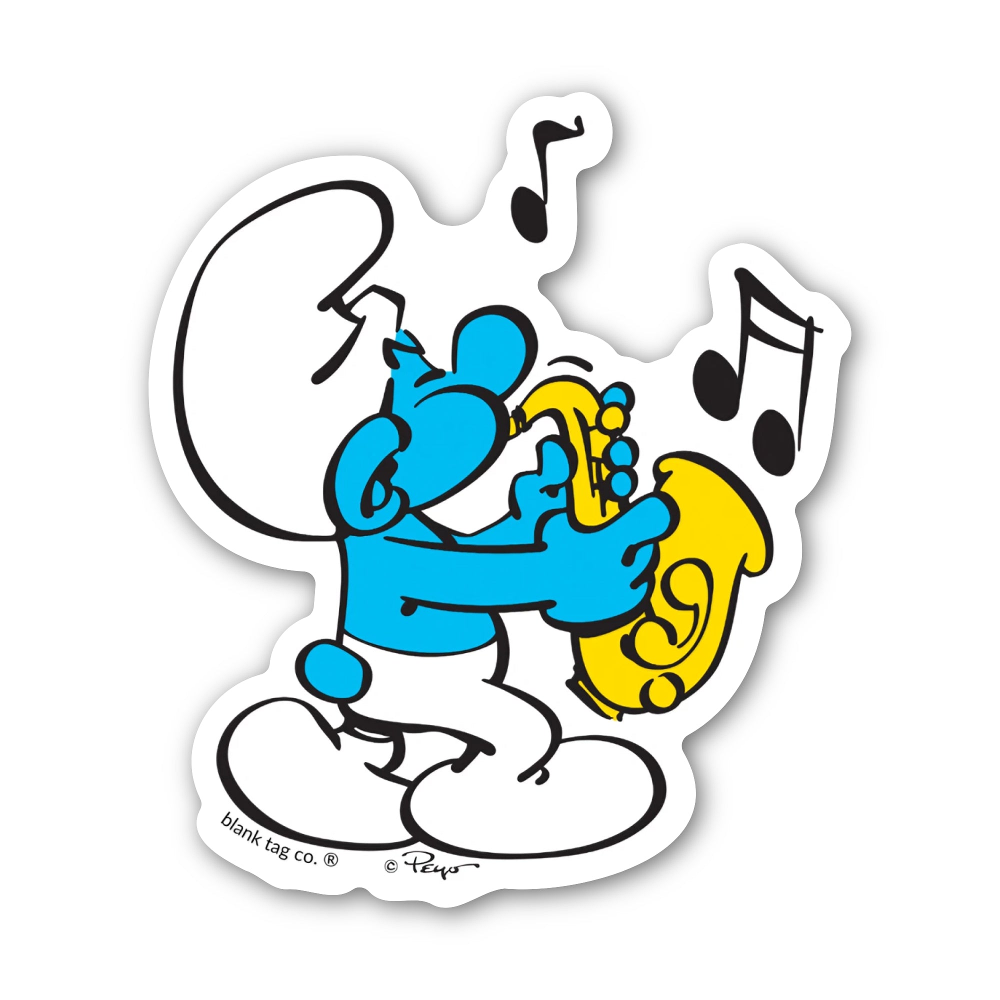 Smurfs® Waterproof Sticker - Smurf With A Saxophone