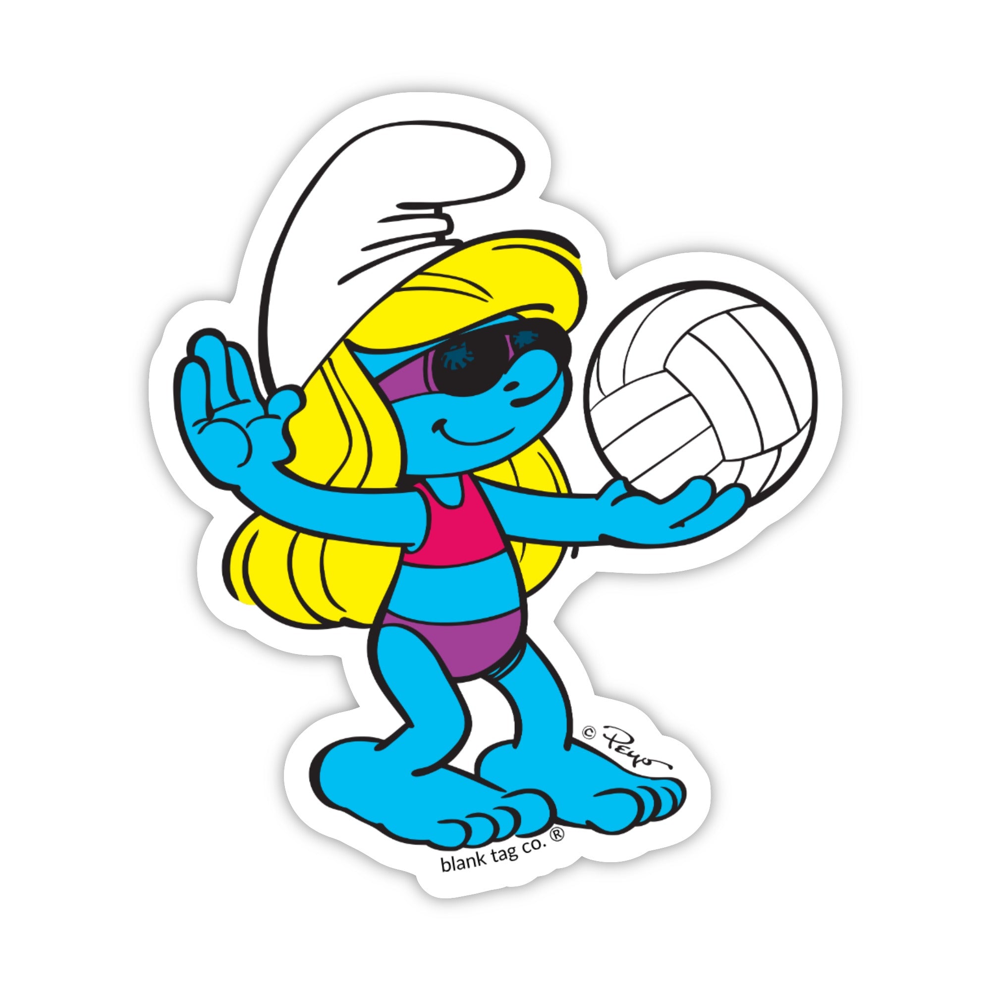 Smurfs® Waterproof Sticker - Smurfette Playing Volleyball