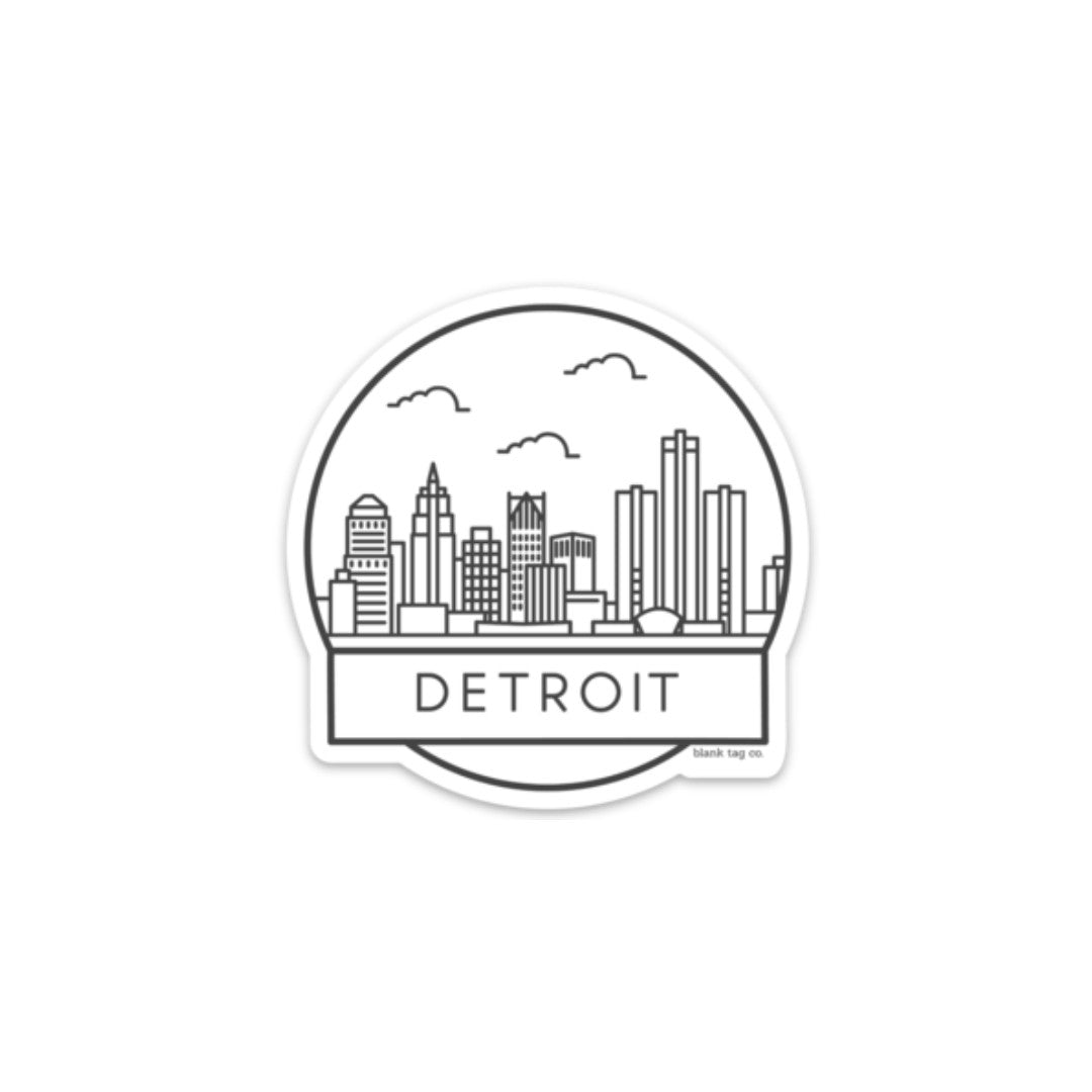 Blank Tag Co.® Waterproof Sticker - Detroit Cityscape
